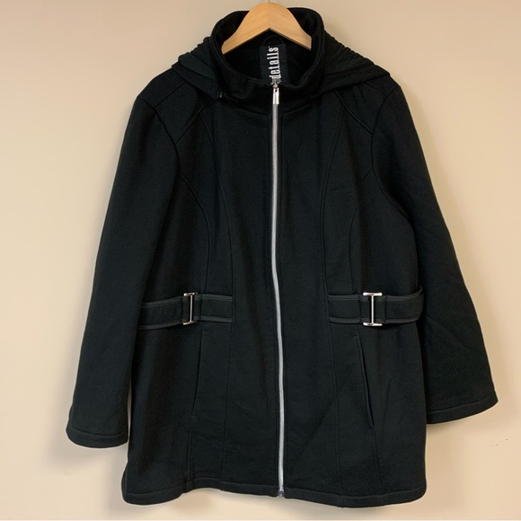 International Details Jackets & Blazers - Black Coat Womens 2XL Pea Parka Jacket Soft Removable Hood Preppy Winter CLassic